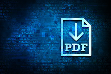 PDF document download icon abstract blue background illustration design