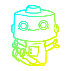 cold gradient line drawing cartoon robot