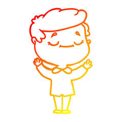warm gradient line drawing cartoon peaceful man