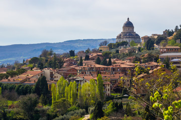 Todi medieval town on the hill in Umbria in Italy