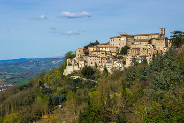 Fototapeta na wymiar Todi medieval town on the hill in Umbria in Italy