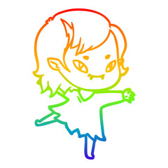 rainbow gradient line drawing cartoon friendly vampire girl