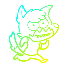 cold gradient line drawing cartoon grinning fox