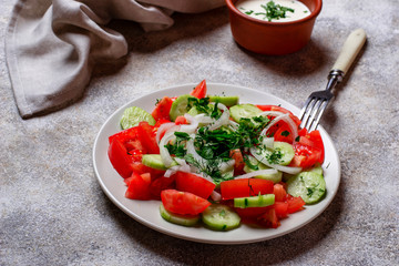 Salad with cucumber and tomato