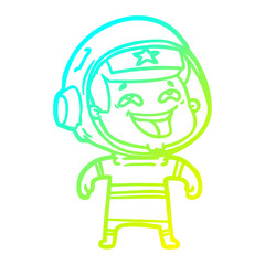 cold gradient line drawing cartoon laughing astronaut