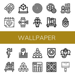 Set of wallpaper icons such as Lifeboat, World pride day, Cube, Jack, Kentia, Bookshelf, Jainism, Polka, Cubes, Tiles, Trackball, Tile, Ganesha, Painting brush , wallpaper