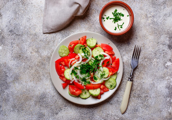 Salad with cucumber and tomato