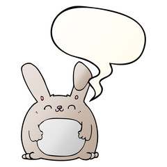 cartoon rabbit and speech bubble in smooth gradient style