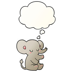 cartoon elephant and thought bubble in smooth gradient style