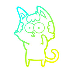 cold gradient line drawing happy cartoon cat