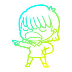 Obraz premium cold gradient line drawing cartoon woman talking loudly