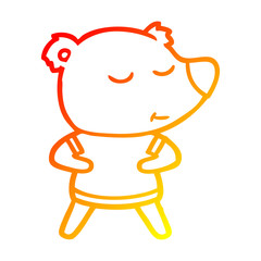 warm gradient line drawing happy cartoon polar bear