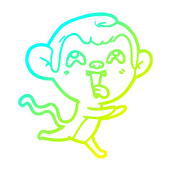 cold gradient line drawing crazy cartoon monkey running
