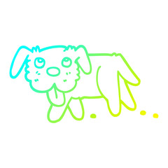 cold gradient line drawing cartoon happy dog
