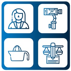 Set of scales icons such as Lawyer, Stabilizer, Juicer, Balance , scales