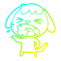 cold gradient line drawing cute cartoon dog barking