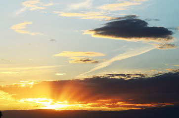 Fototapeta premium Sunset golden sky, summer nature.Ukraine