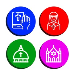 Set of bible icons such as Bible, Nun, Vatican, Synagogue , bible