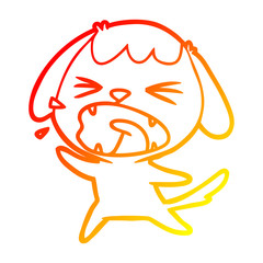 warm gradient line drawing cute cartoon dog barking