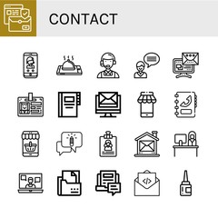 Set of contact icons such as Email, Phone, Smartphone, Customer service, Contact us, Message, Id card, Contacts, Mobile, Phone book, Chatting, Resume, Mail, Reception , contact