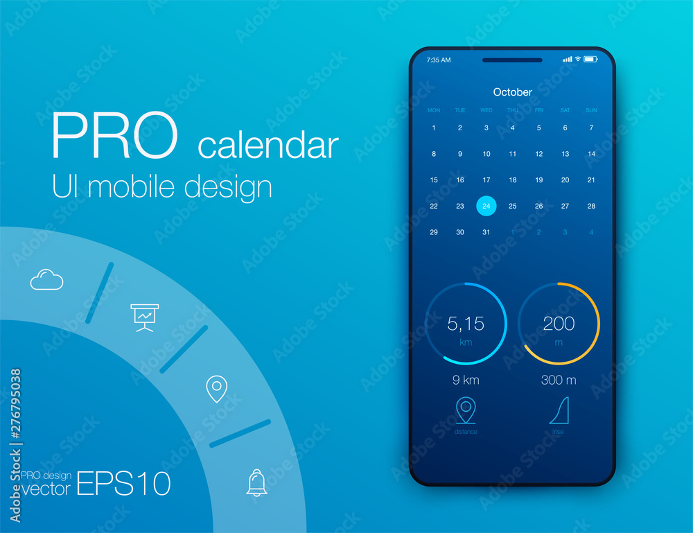 Poster fitness app. ui ux design. ui design concept with web elements