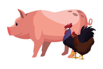 farm, animals and farmer cartoon