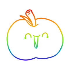 rainbow gradient line drawing cartoon laughing apple
