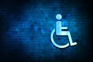 Wheelchair handicap icon abstract blue background illustration design