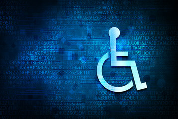 Wheelchair handicap icon abstract blue background illustration design