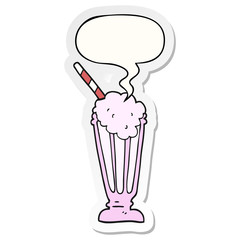 cartoon milkshake and speech bubble sticker