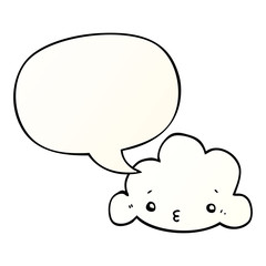 cute cartoon cloud and speech bubble in smooth gradient style