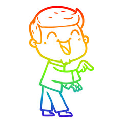 rainbow gradient line drawing cartoon man laughing