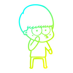 cold gradient line drawing curious cartoon boy