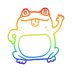 rainbow gradient line drawing cartoon frog