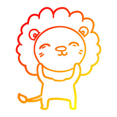 warm gradient line drawing cartoon lion