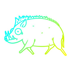 cold gradient line drawing cartoon wild boar