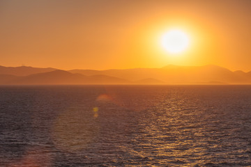 Naklejka premium Awesome sunset over the Saronic Gulf islands