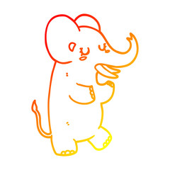 warm gradient line drawing cartoon elephant