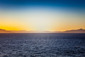 Fototapeta premium Spectacular silouhette on the Saronic Gulf islands at sunset