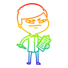rainbow gradient line drawing cartoon angry man