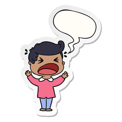 cartoon shouting man and speech bubble sticker