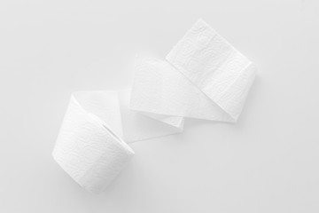 Toilet paper for proctology diseases concept on white background top view