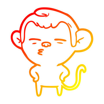 recommend clip art: warm gradient line drawing cartoon suspicious monkey