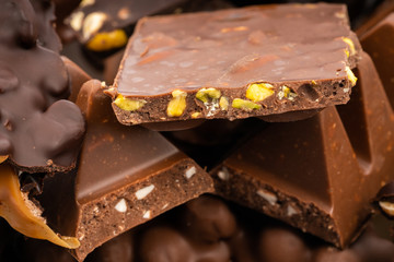 assorted chocolates on white background
