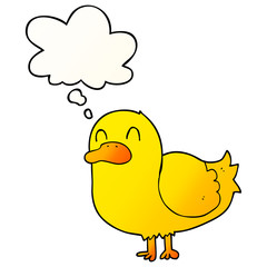 cartoon duck and thought bubble in smooth gradient style