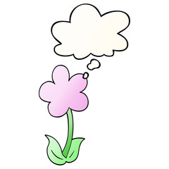 cute cartoon flower and thought bubble in smooth gradient style