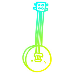 cold gradient line drawing cartoon old banjo