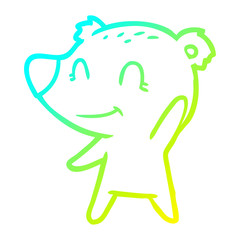cold gradient line drawing friendly bear cartoon
