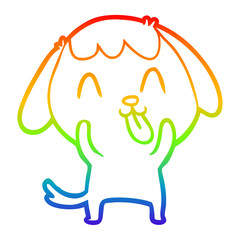 rainbow gradient line drawing cute cartoon dog
