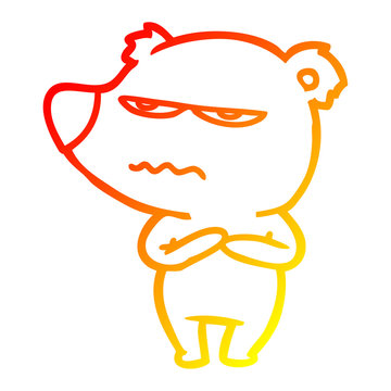 recommend clip art: warm gradient line drawing angry bear cartoon